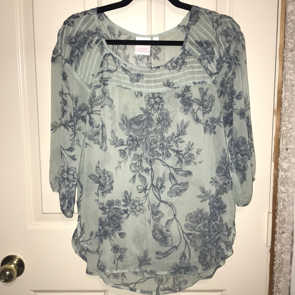 Green and blue LC blouse